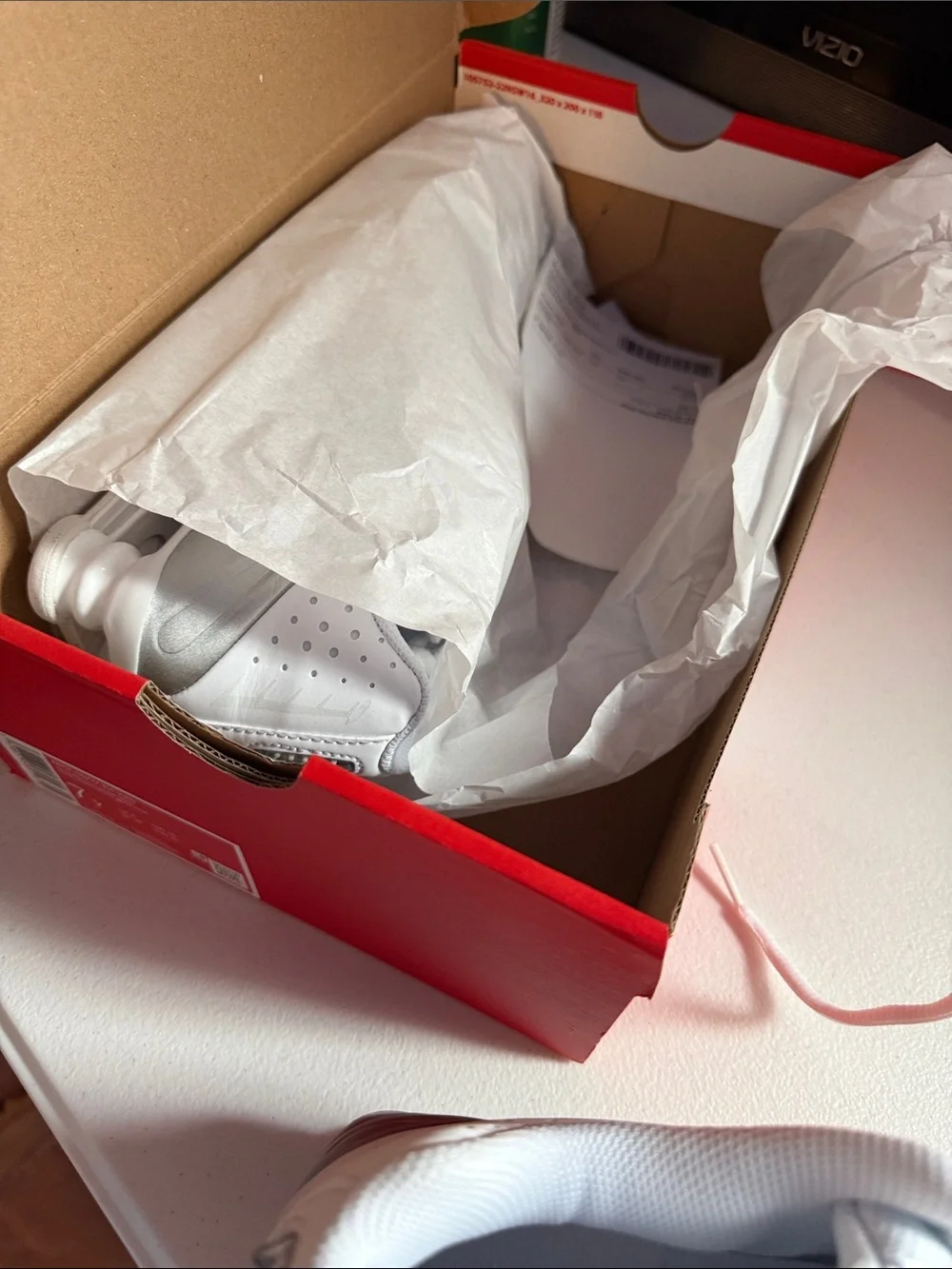 Nike White and Silver Women's Athletic Sneakers
